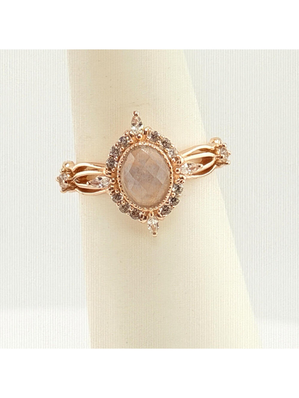 Bomb Party Ring Sz 9 "True Harmony" Genuine White Quartz on Rose Gold RETRO